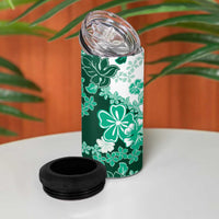 Green Hibiscus Plumeria Floral 4 in 1 Can Cooler Tumbler - Polynesian Pride