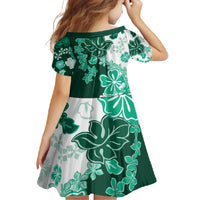 Green Hibiscus Plumeria Floral Family Matching Long Sleeve Bodycon Dress and Hawaiian Shirt - Polynesian Pride