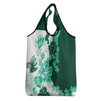 Green Hibiscus Plumeria Floral Grocery Bag - Polynesian Pride