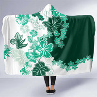 Green Hibiscus Plumeria Floral Hooded Blanket LT01 One Size Green - Polynesian Pride