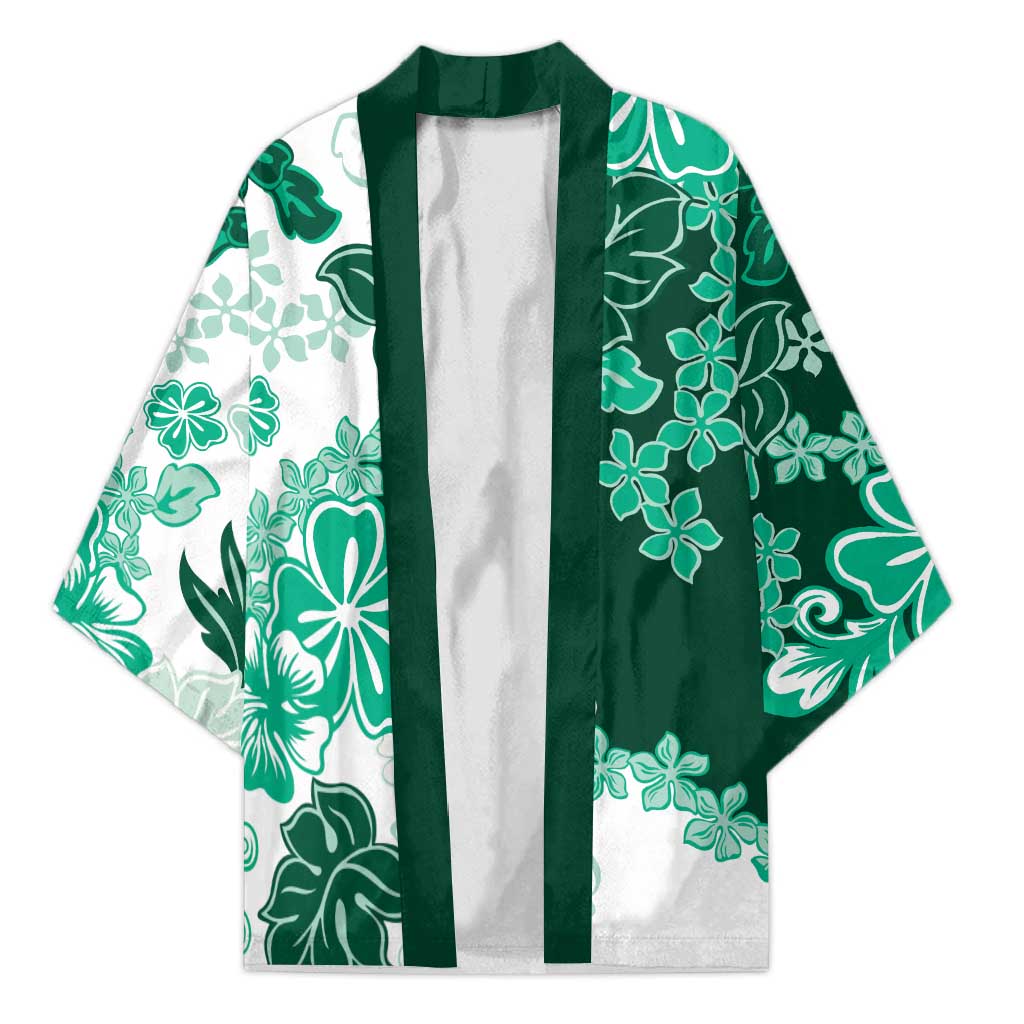 Green Hibiscus Plumeria Floral Kimono - Polynesian Pride
