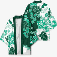 Green Hibiscus Plumeria Floral Kimono - Polynesian Pride
