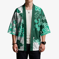 Green Hibiscus Plumeria Floral Kimono - Polynesian Pride