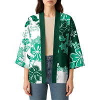 Green Hibiscus Plumeria Floral Kimono - Polynesian Pride