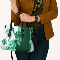 Green Hibiscus Plumeria Floral Leather Bag - Polynesian Pride