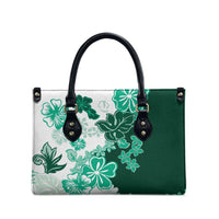 Green Hibiscus Plumeria Floral Leather Bag - Polynesian Pride