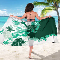 Green Hibiscus Plumeria Floral Sarong - Polynesian Pride