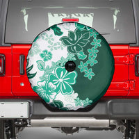 Green Hibiscus Plumeria Floral Spare Tire Cover - Polynesian Pride