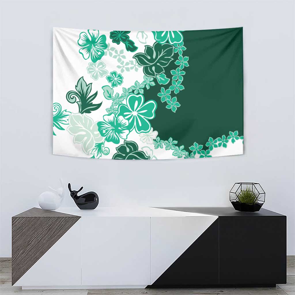 Green Hibiscus Plumeria Floral Tapestry LT01 - Polynesian Pride
