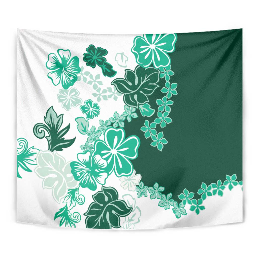 Green Hibiscus Plumeria Floral Tapestry LT01 - Polynesian Pride