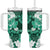 Green Hibiscus Plumeria Floral Tumbler With Handle - Polynesian Pride