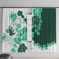 Green Hibiscus Plumeria Floral Window Curtain - Polynesian Pride
