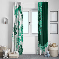 Green Hibiscus Plumeria Floral Window Curtain - Polynesian Pride