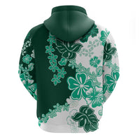Green Hibiscus Plumeria Floral Zip Hoodie - Polynesian Pride