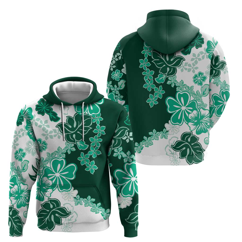 Green Hibiscus Plumeria Floral Zip Hoodie - Polynesian Pride