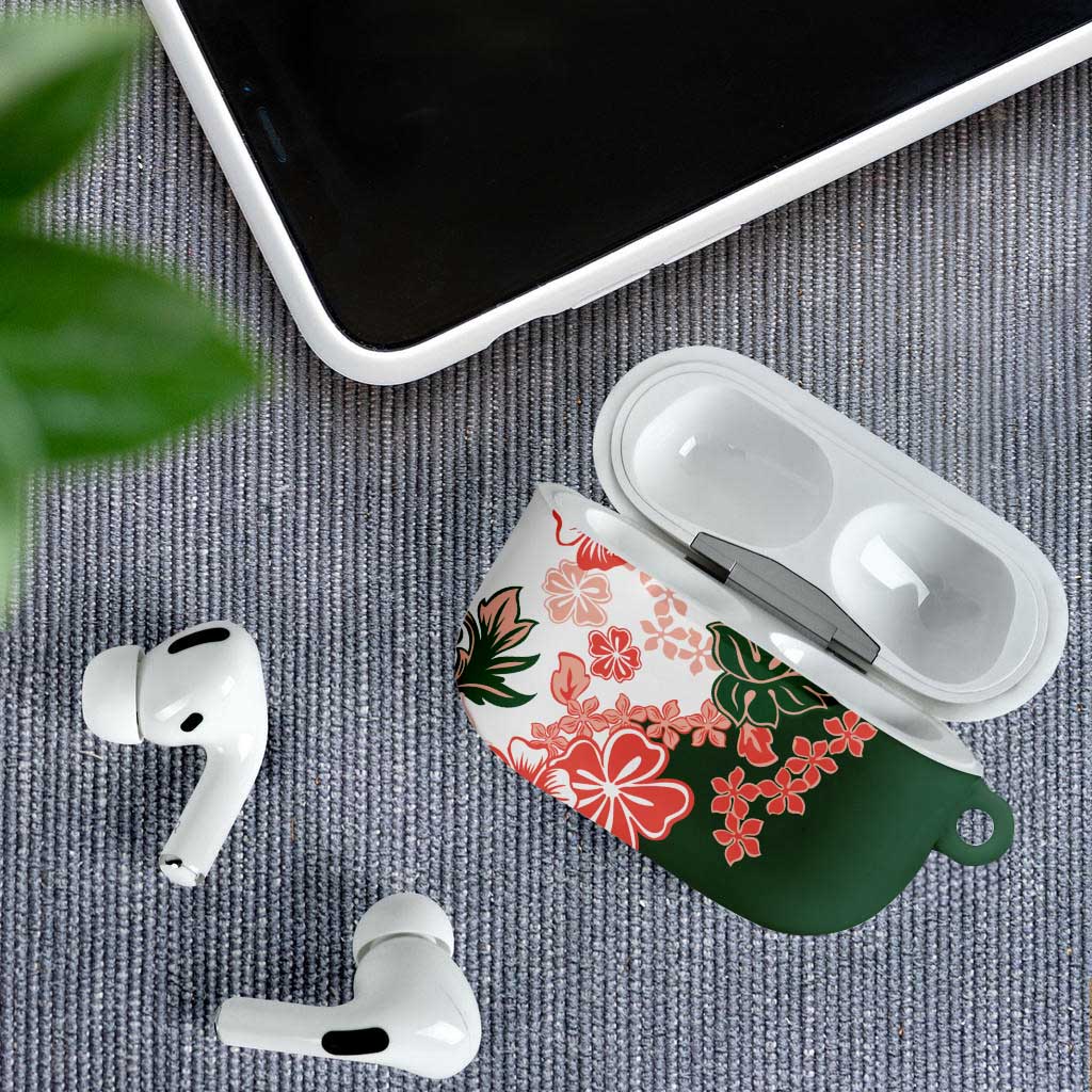 Green Orange Hibiscus Plumeria Floral AirPods Case - Polynesian Pride