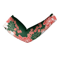Green Orange Hibiscus Plumeria Floral Arm Sleeves - Polynesian Pride