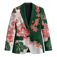 Green Orange Hibiscus Plumeria Floral Blazer - Polynesian Pride