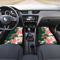 Green Orange Hibiscus Plumeria Floral Car Mats - Polynesian Pride