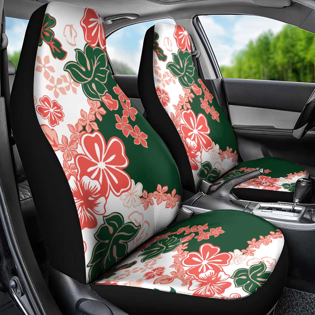 Green Orange Hibiscus Plumeria Floral Car Seat Cover - Polynesian Pride