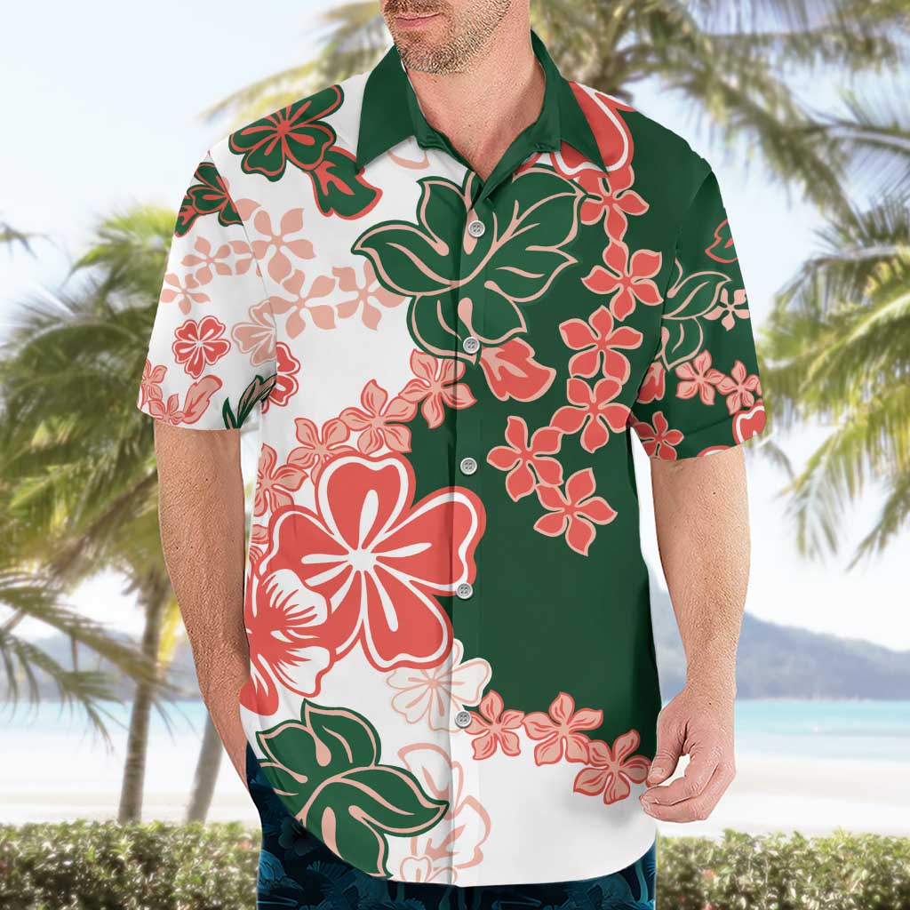 Green Orange Hibiscus Plumeria Floral Hawaiian Shirt LT01 - Polynesian Pride