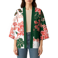 Green Orange Hibiscus Plumeria Floral Kimono - Polynesian Pride