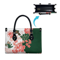 Green Orange Hibiscus Plumeria Floral Leather Bag - Polynesian Pride