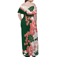 Green Orange Hibiscus Plumeria Floral Off Shoulder Maxi Dress LT01 - Polynesian Pride