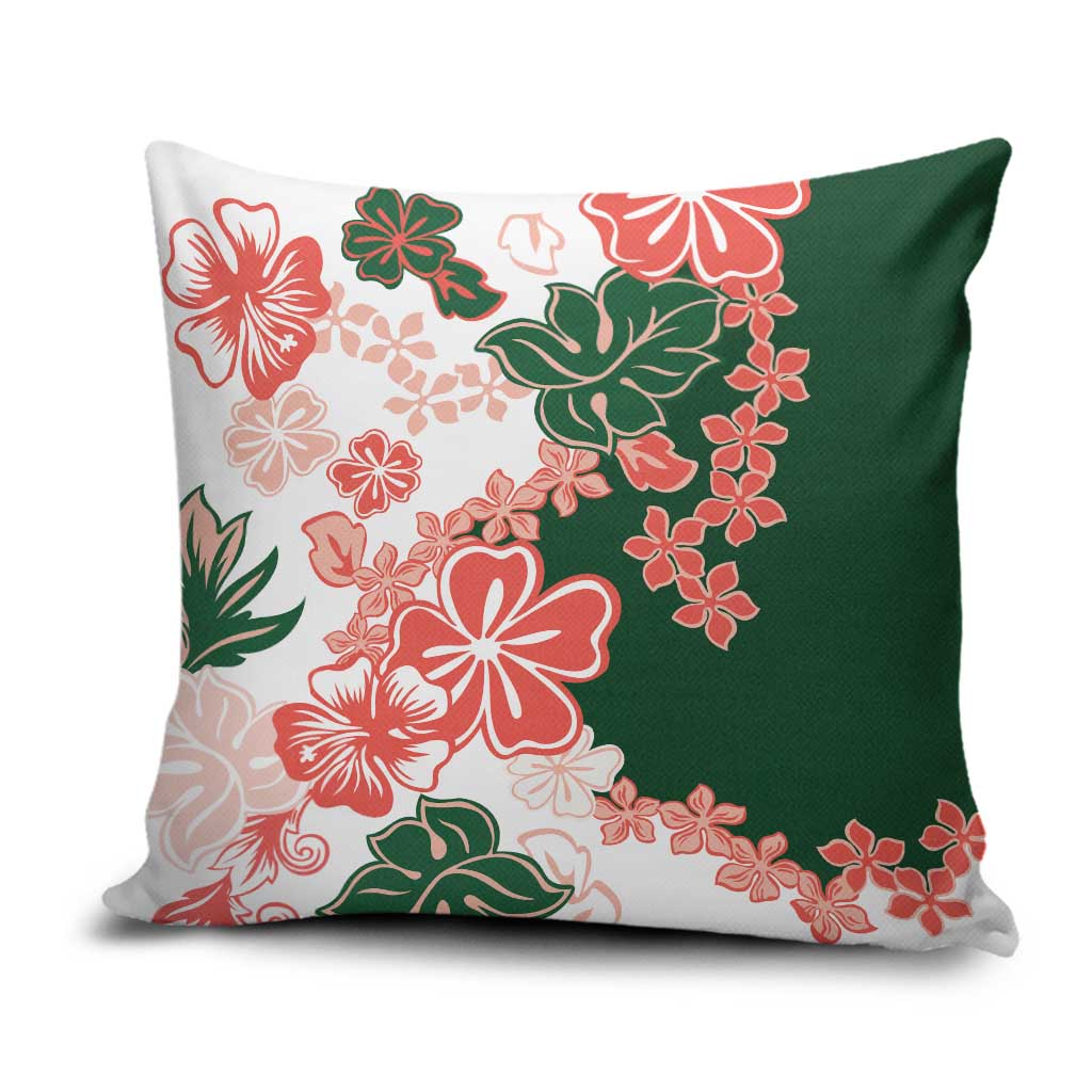 Green Orange Hibiscus Plumeria Floral Pillow Cover LT01 Orange - Polynesian Pride