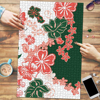 Green Orange Hibiscus Plumeria Floral Puzzle LT01 Orange - Polynesian Pride