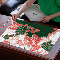 Green Orange Hibiscus Plumeria Floral Puzzle LT01 - Polynesian Pride