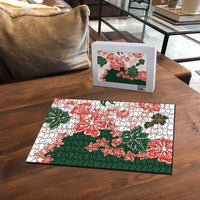 Green Orange Hibiscus Plumeria Floral Puzzle LT01 - Polynesian Pride