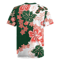 Green Orange Hibiscus Plumeria Floral Rugby Jersey - Polynesian Pride