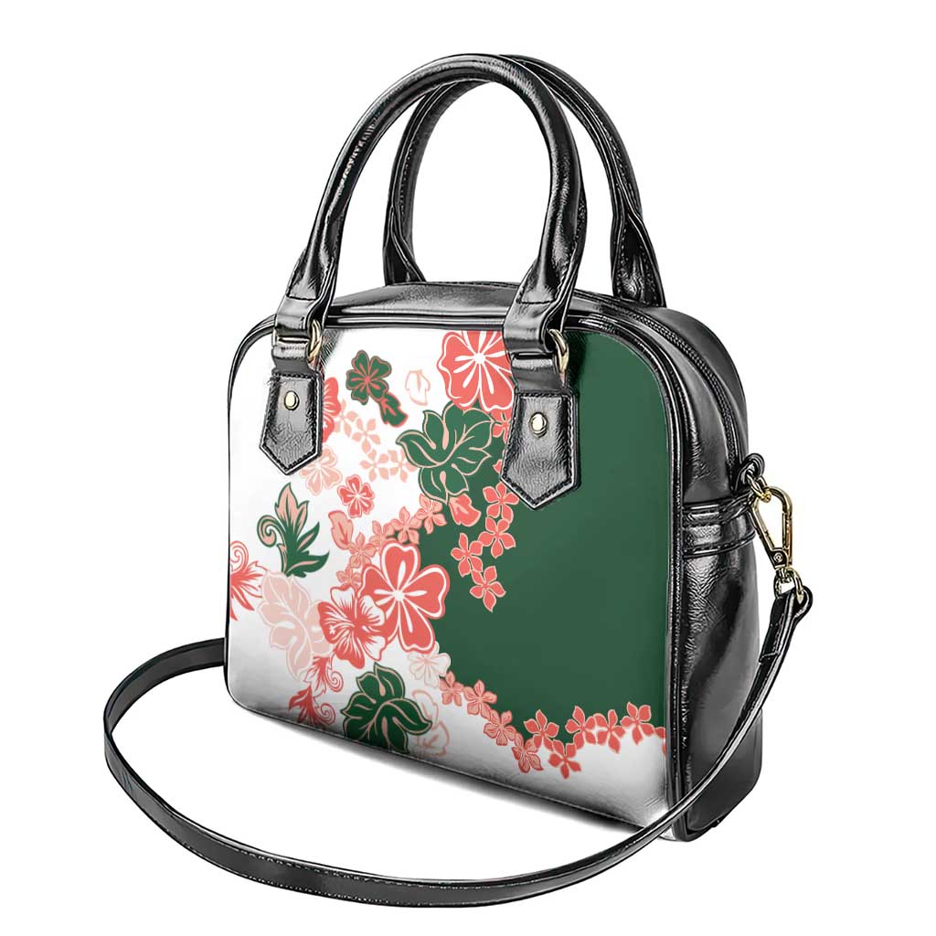 Green Orange Hibiscus Plumeria Floral Shoulder Handbag - Polynesian Pride