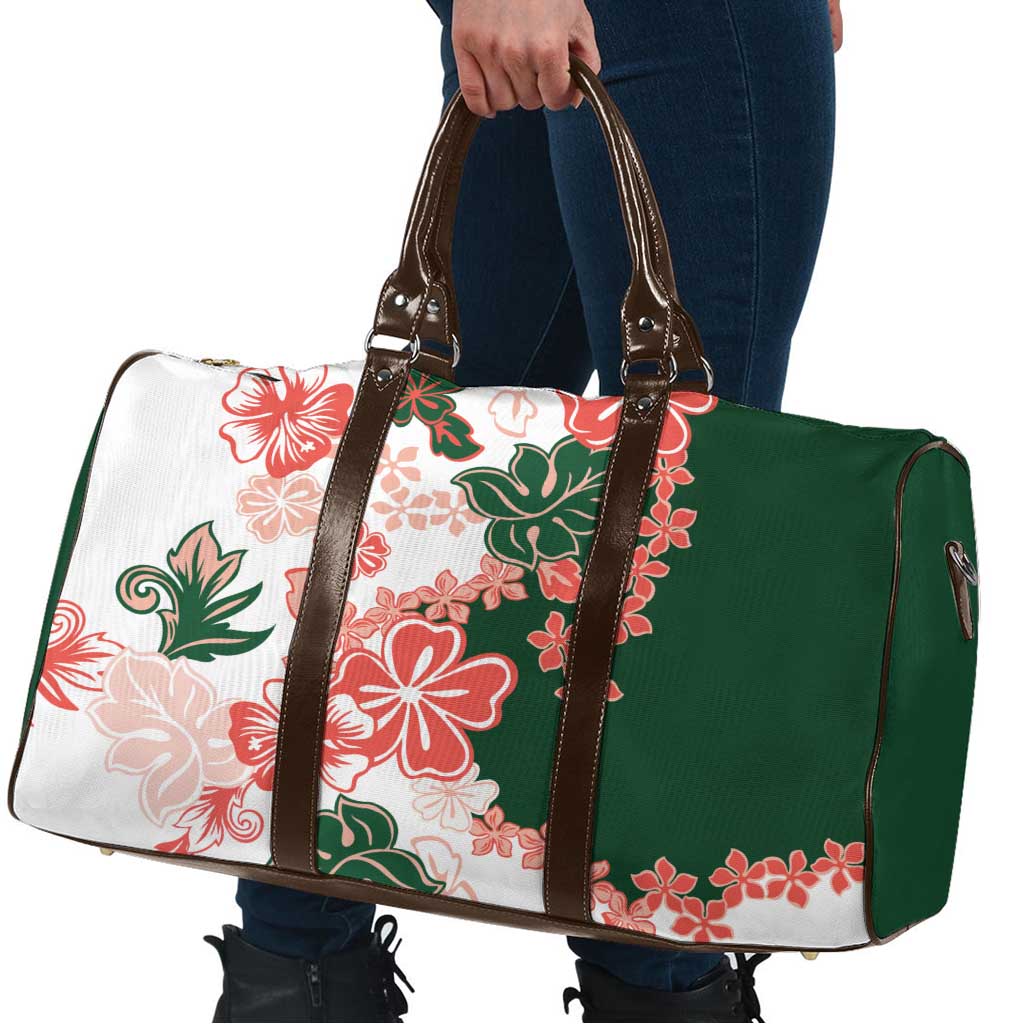 Green Orange Hibiscus Plumeria Floral Travel Bag - Polynesian Pride