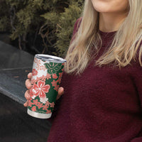 Green Orange Hibiscus Plumeria Floral Tumbler Cup - Polynesian Pride