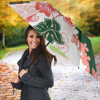Green Orange Hibiscus Plumeria Floral Umbrella - Polynesian Pride
