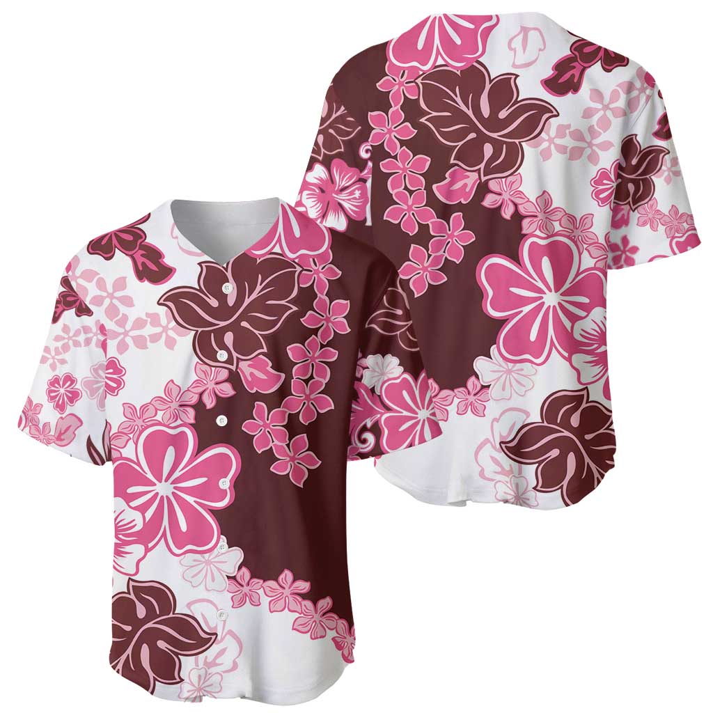 Pink Hibiscus Plumeria Floral Baseball Jersey - Polynesian Pride