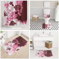 Pink Hibiscus Plumeria Floral Bathroom Set - Polynesian Pride