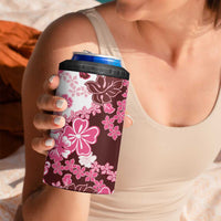 Pink Hibiscus Plumeria Floral 4 in 1 Can Cooler Tumbler - Polynesian Pride