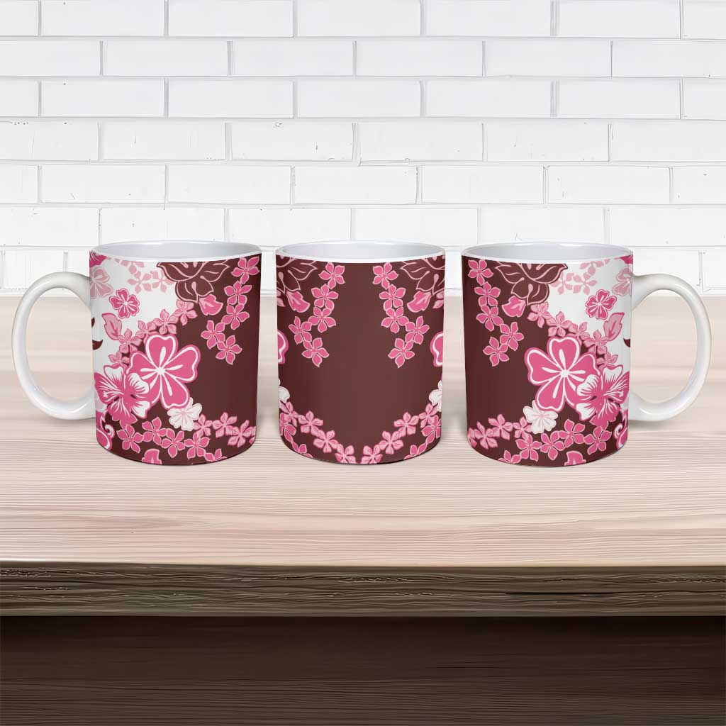 Pink Hibiscus Plumeria Floral Ceramic Mug - Polynesian Pride