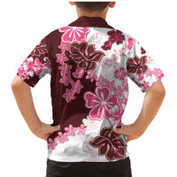 Pink Hibiscus Plumeria Floral Family Matching Mermaid Dress and Hawaiian Shirt - Polynesian Pride