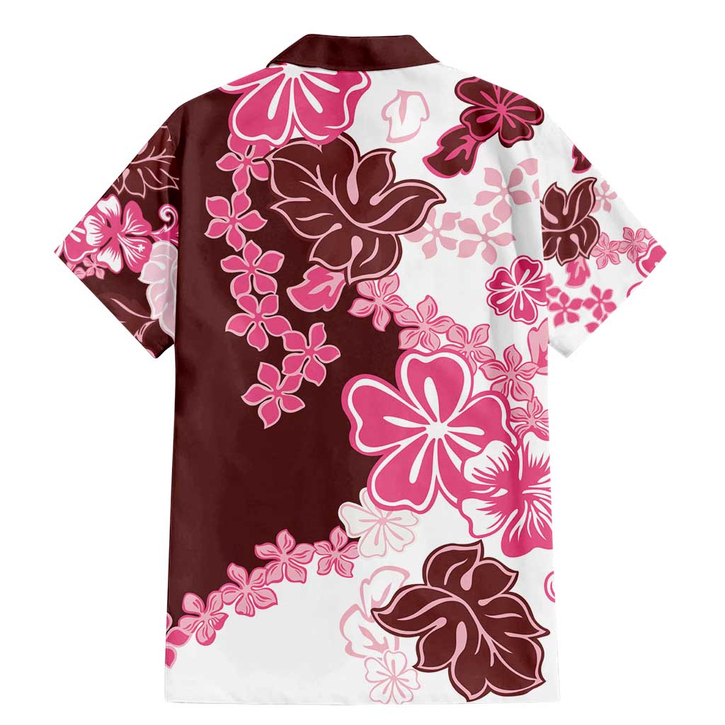 Pink Hibiscus Plumeria Floral Family Matching Mermaid Dress and Hawaiian Shirt - Polynesian Pride