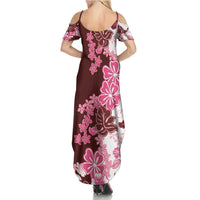 Pink Hibiscus Plumeria Floral Family Matching Summer Maxi Dress and Hawaiian Shirt - Polynesian Pride