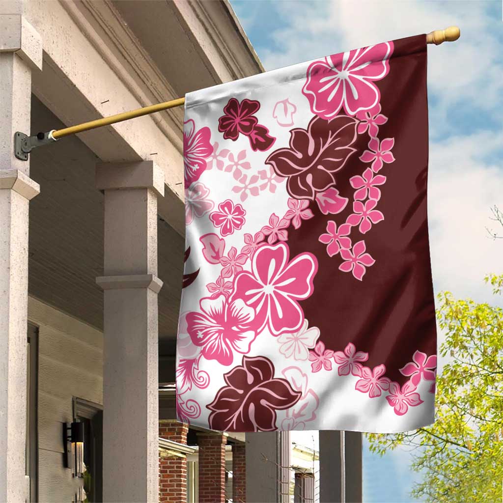 Pink Hibiscus Plumeria Floral Garden Flag - Polynesian Pride