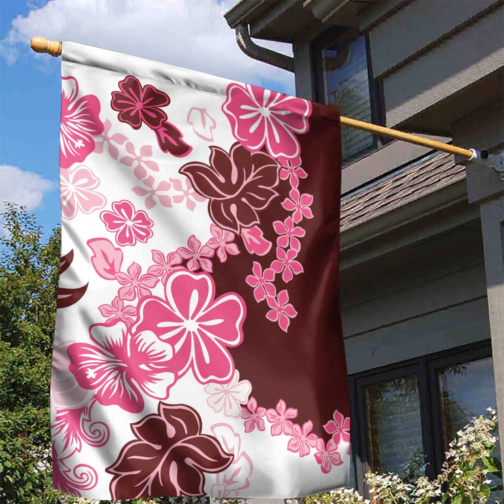 Pink Hibiscus Plumeria Floral Garden Flag - Polynesian Pride