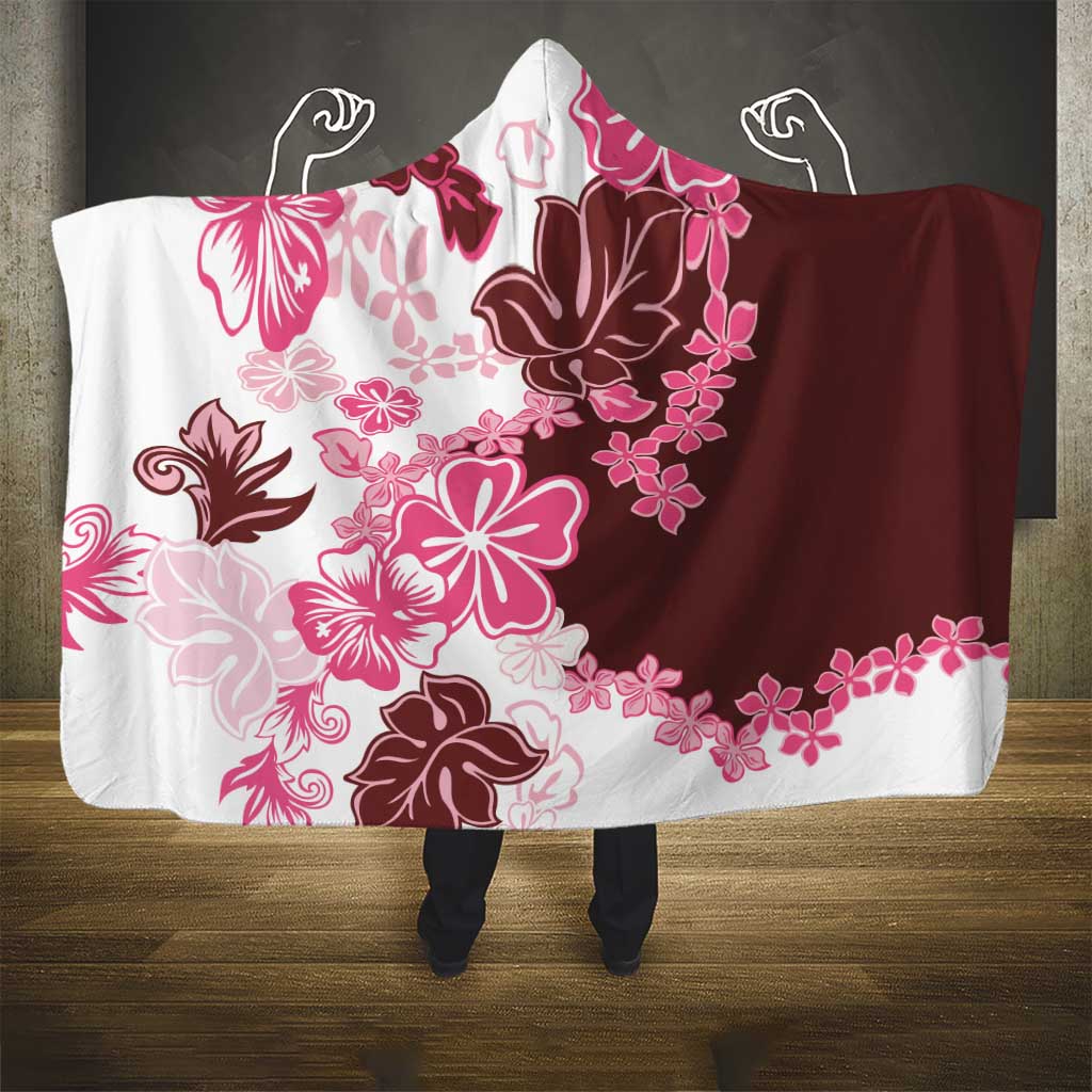 Pink Hibiscus Plumeria Floral Hooded Blanket LT01 - Polynesian Pride