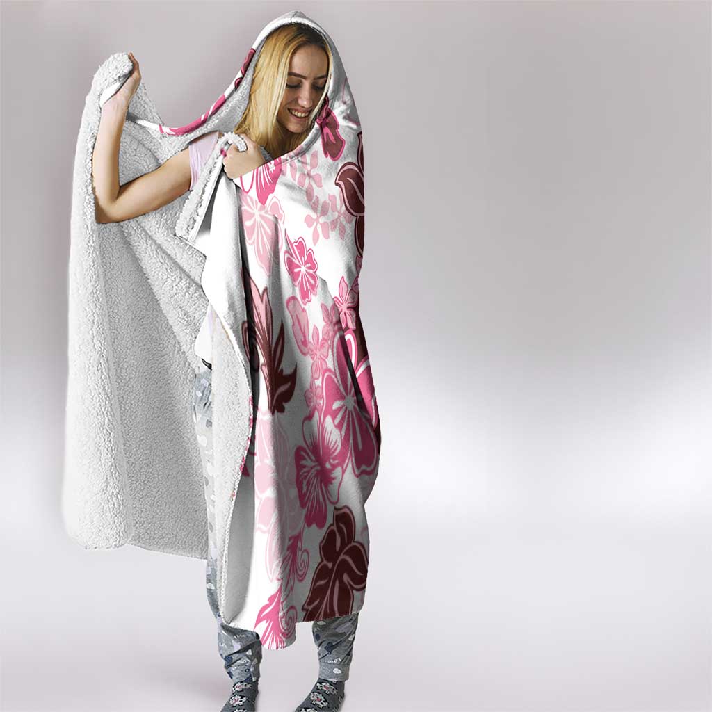 Pink Hibiscus Plumeria Floral Hooded Blanket LT01 - Polynesian Pride
