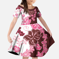 Pink Hibiscus Plumeria Floral Kid Short Sleeve Dress LT01 KID Pink - Polynesian Pride