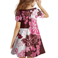 Pink Hibiscus Plumeria Floral Kid Short Sleeve Dress LT01 - Polynesian Pride
